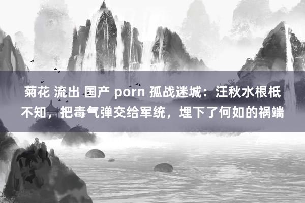 菊花 流出 国产 porn 孤战迷城：汪秋水根柢不知，把毒气弹交给军统，埋下了何如的祸端