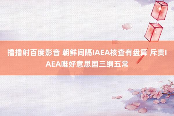 撸撸射百度影音 朝鲜间隔IAEA核查有盘算 斥责IAEA唯好意思国三纲五常